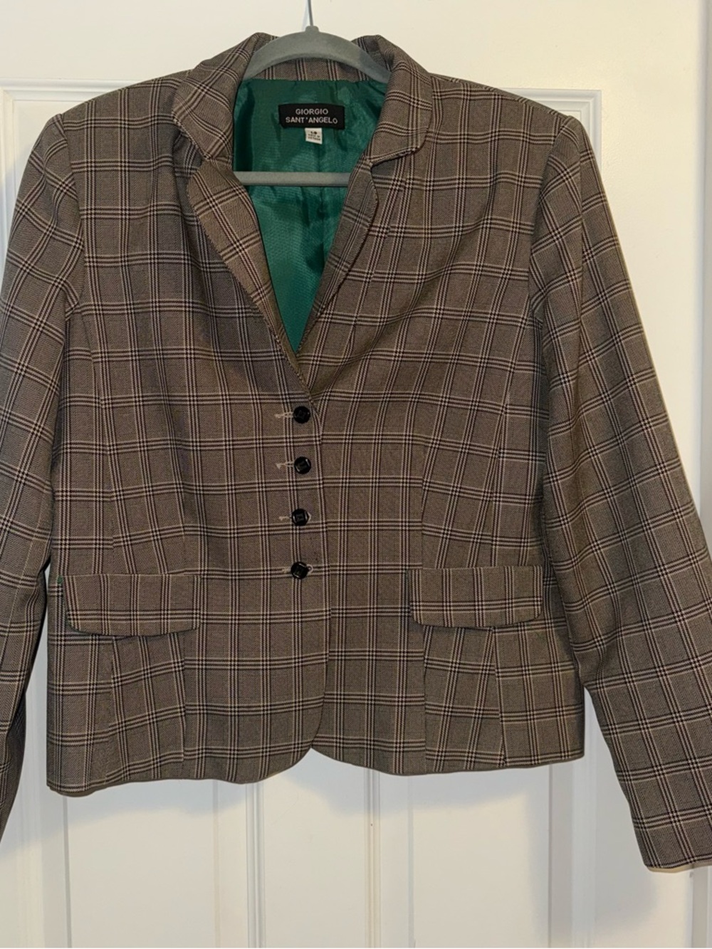 Women's Brown Plaid Tailored Jacket